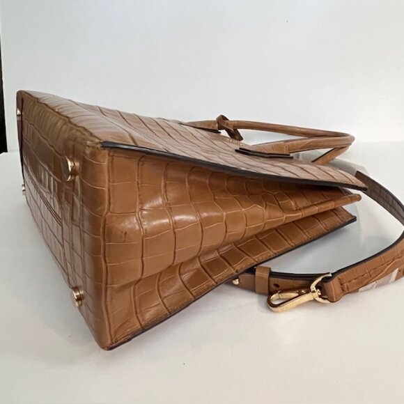 Michael Kors Croc Embossed Leather Adjustable Handbag Crossbody - Picture 13 of 16